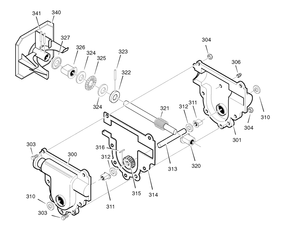 Gear Case Diagram and Parts List for 1695362-6240810X61 2007 Briggs and Stratton Snow Blower